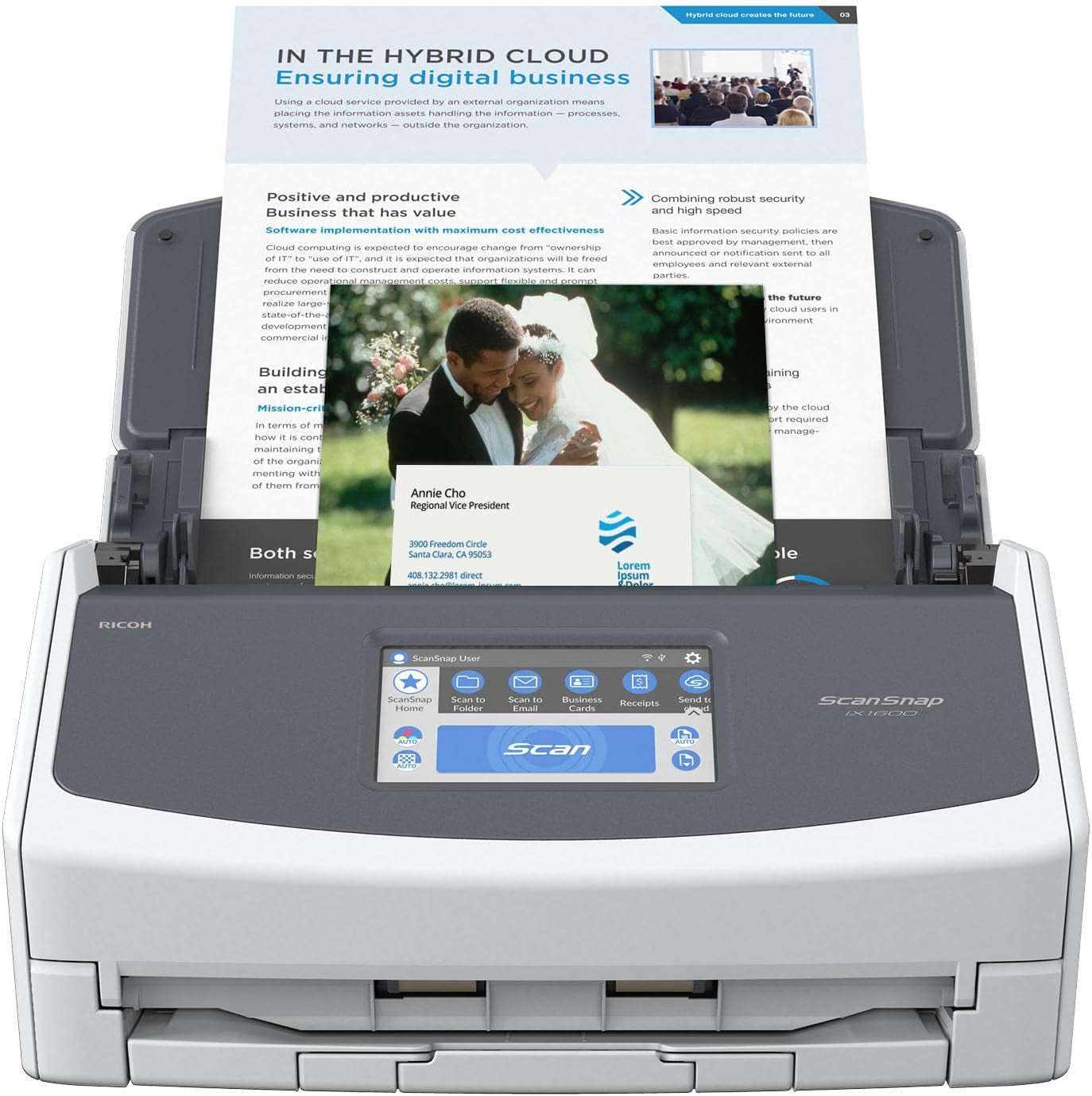 Fujitsu Ix1600 Versatile Cloud Enabled Document Scanner for Mac or PC, White